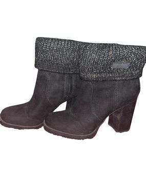 Women’s Circus black sparkle Knit Cuff Suede Block Heel Boots. Size 7